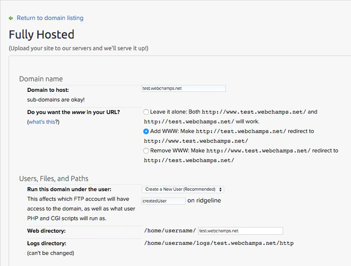 dreamhost domain setup