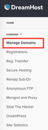 manage a domain on dreamhost